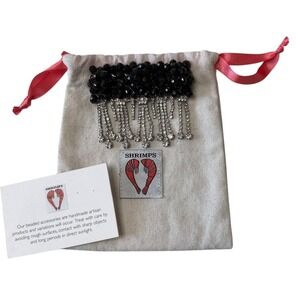 SHRIMPS Black Crystal Tassel Barrette Hair Clip Penelope Fringed Rhinestones